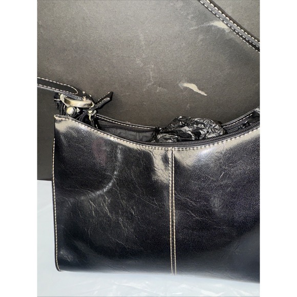 Vintage Liz Claiborne Navy Blue Shoulder Bag Purse. Flex Leather. - Picture 2 of 6